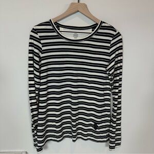 Tory Burch Striped Long Sleeve T-shirt Black Cream Sz M